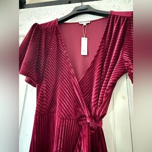 Baltic born Chaps Burgundy Velvet Wrap Dress